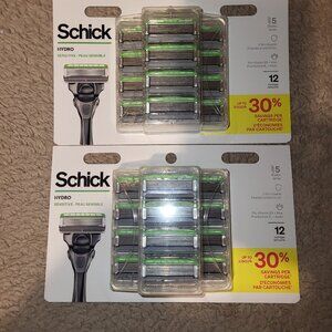 Schick Hydro 5 Sensitive Refill Razor Blade 12 Cartridges (2) Packs Total New